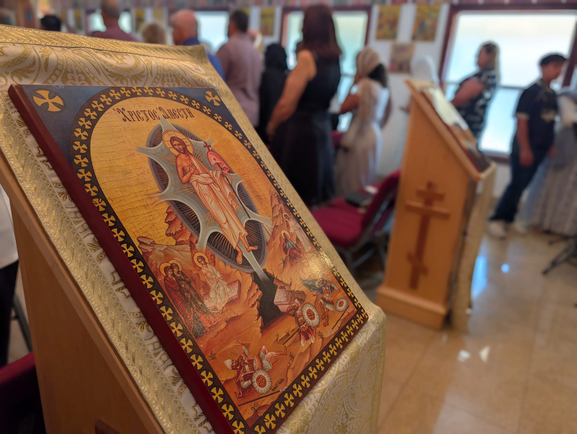 The festal icon on its stand in the nave