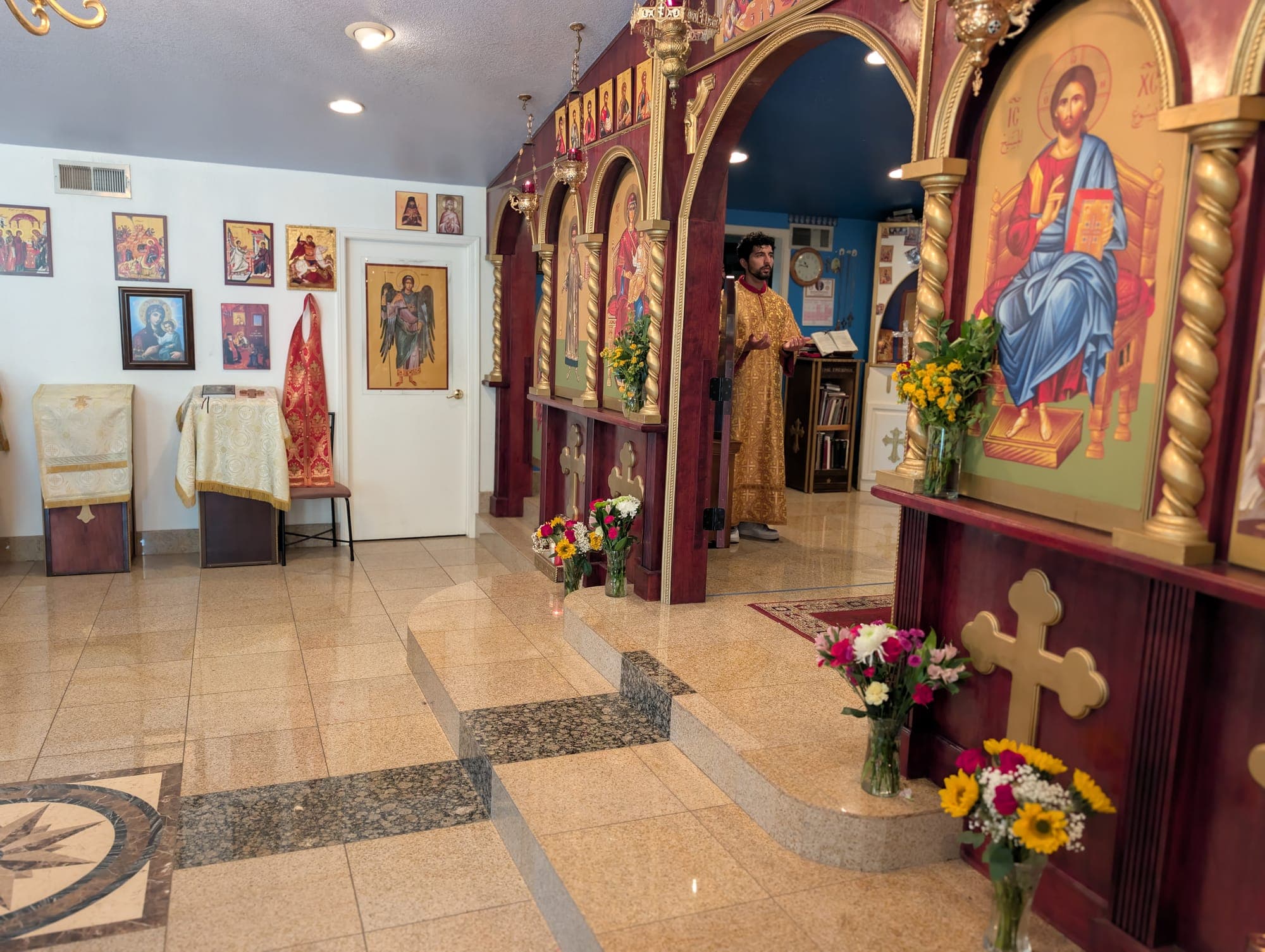 Flowers before the iconostasis