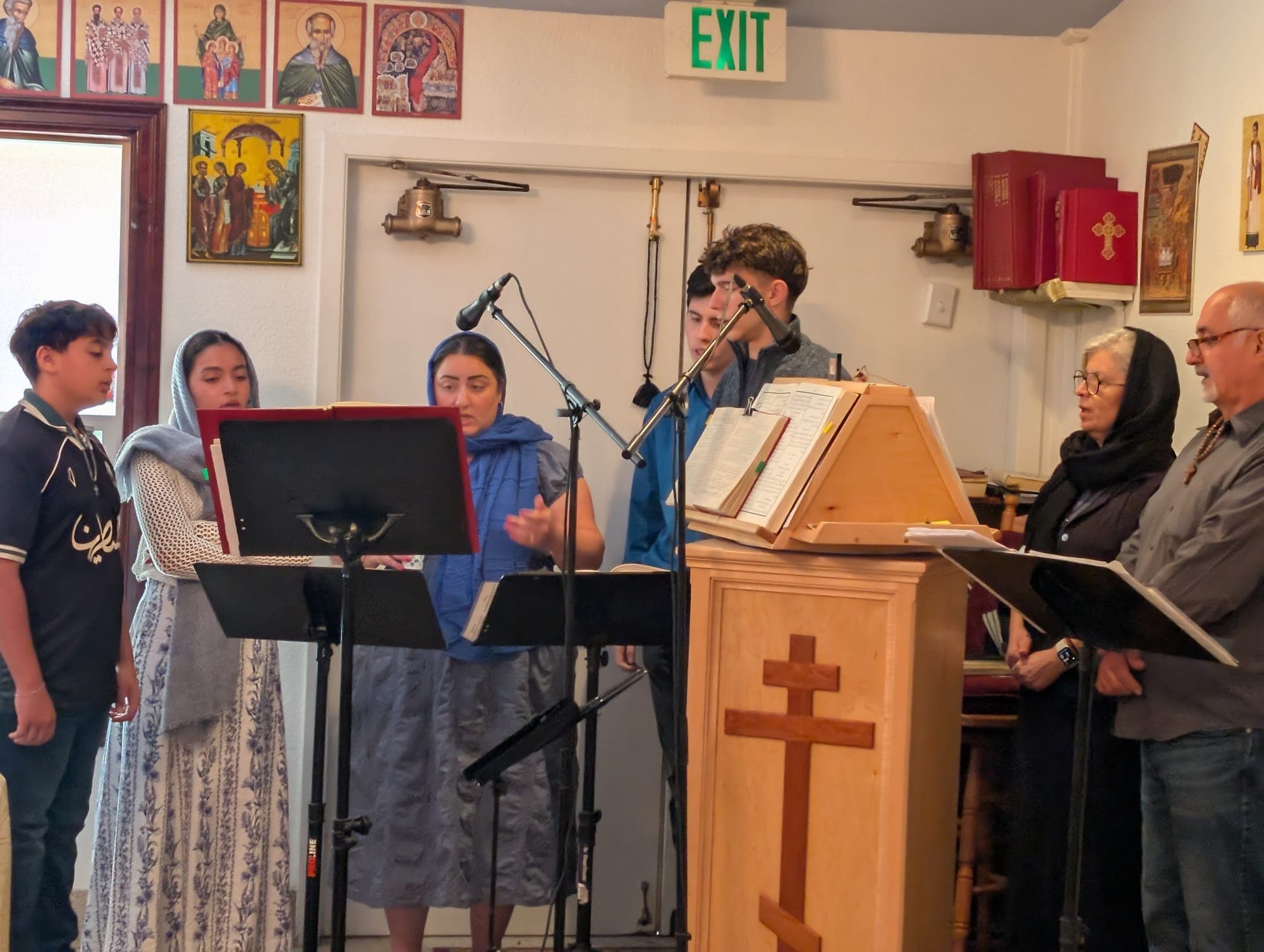 Chanters at the stand during the Divine Liturgy