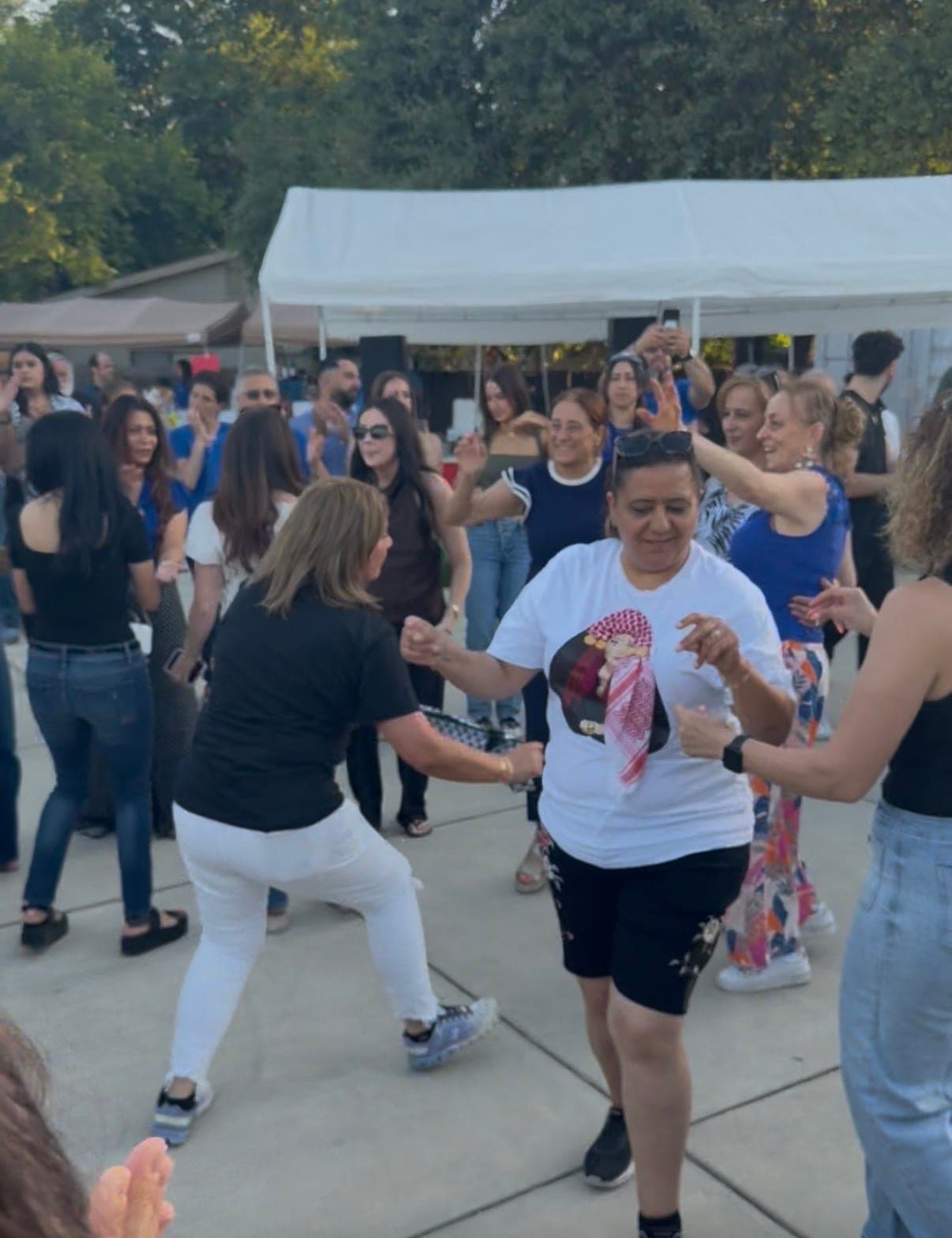 Dancing in the courtyard as the sun goes down