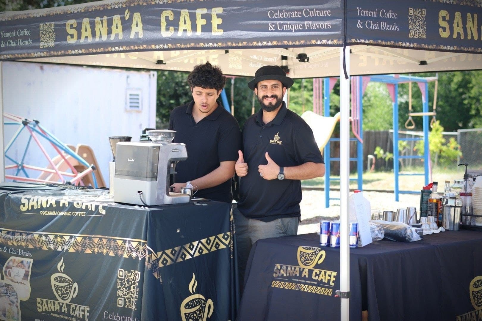 The Sana’a Café booth serving Yemeni coffee and chai